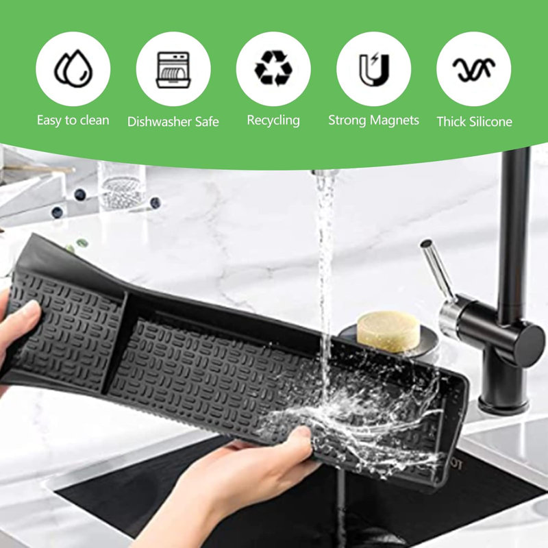 30 Inch Silicone Stove Top Shelf Magnetic For Kitchen, Strong Magnetic Heat Resistant Spice Rack Organizer For Over Stove Oven - (Black)