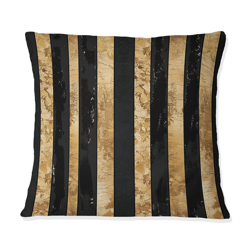 Coussin Glamoureux Pinstripe - Glam, H 16 po x l 16 po, Noir et or