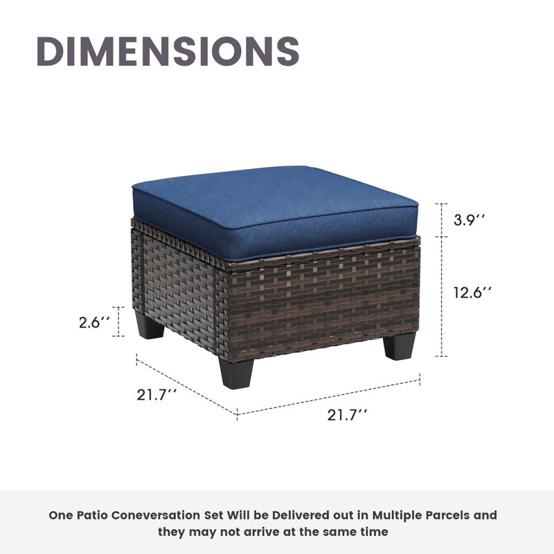 patio wicker ottoman, Slate Blue