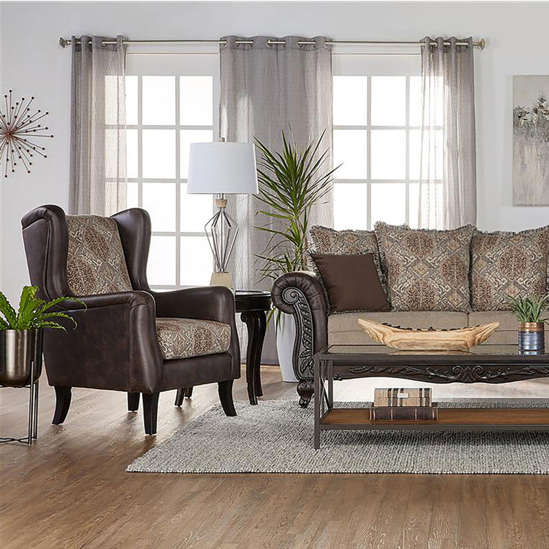Fauteuil club à oreilles Brookridge Brown
