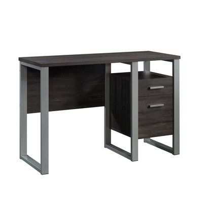 Compact Single Pedestal Desk With Storage Drawer, Modern Black Finish For Home Offices And Small Spaces