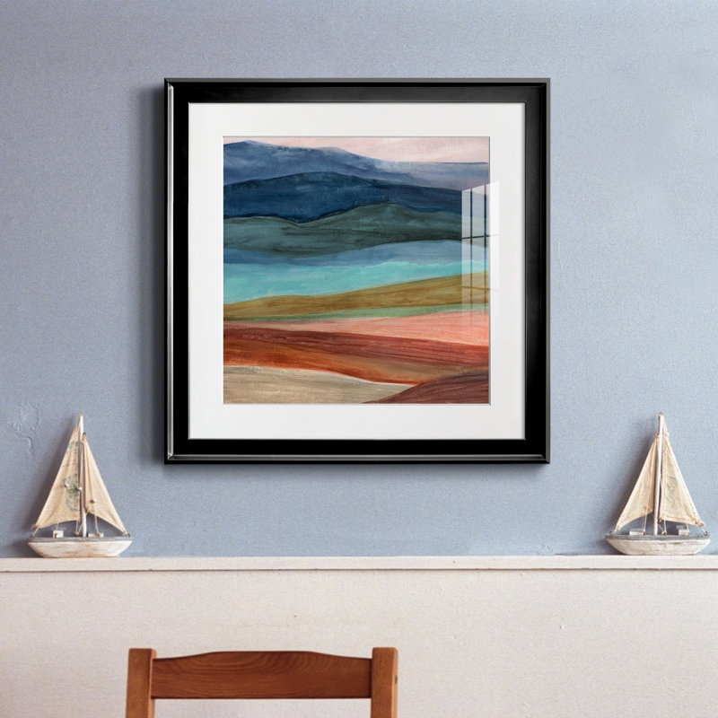 Desert Desert Layers - Peinture encadrée, H 17,5 po x l 17,5 po x P 1,5 po, Toile avec cadre noir