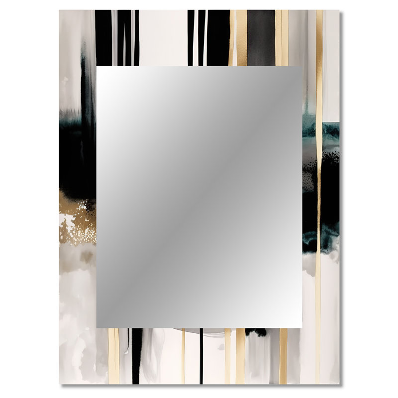 Abstract Transitional Shapes IV - Abstract Shapes Large Wall Mirror, Black Unique Mirror, Printed Metal Art, 40" x 30"