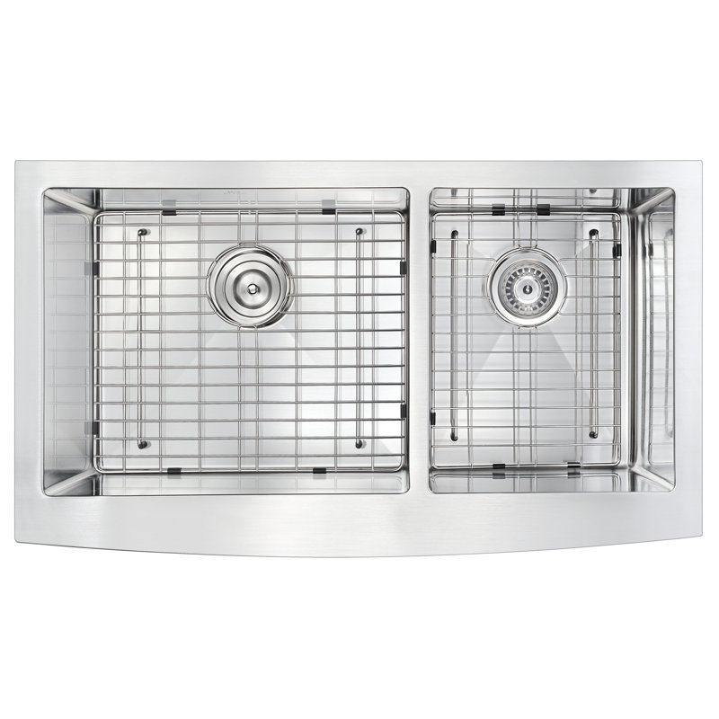 ANZZI Elysian 20.75'' W Double Bowl Stainless Steel Farmhouse Kitchen Sink