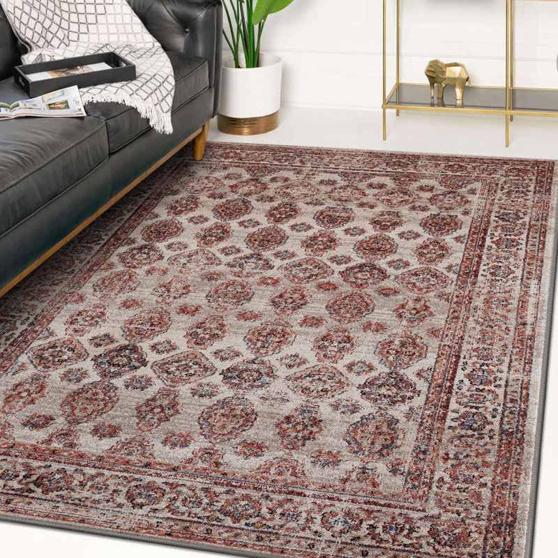 Tapis oriental crème / bourgogne Adagio, Rectangle 8 pi x 10 pi
