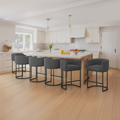 Modern Upholstered Counter Stool with Metal Frame