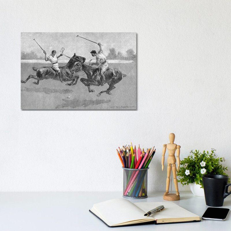 Polo Players, 1890 by Frederic Remington - Wrapped Canvas Painting, 20.32 cm H x 30.48 cm W