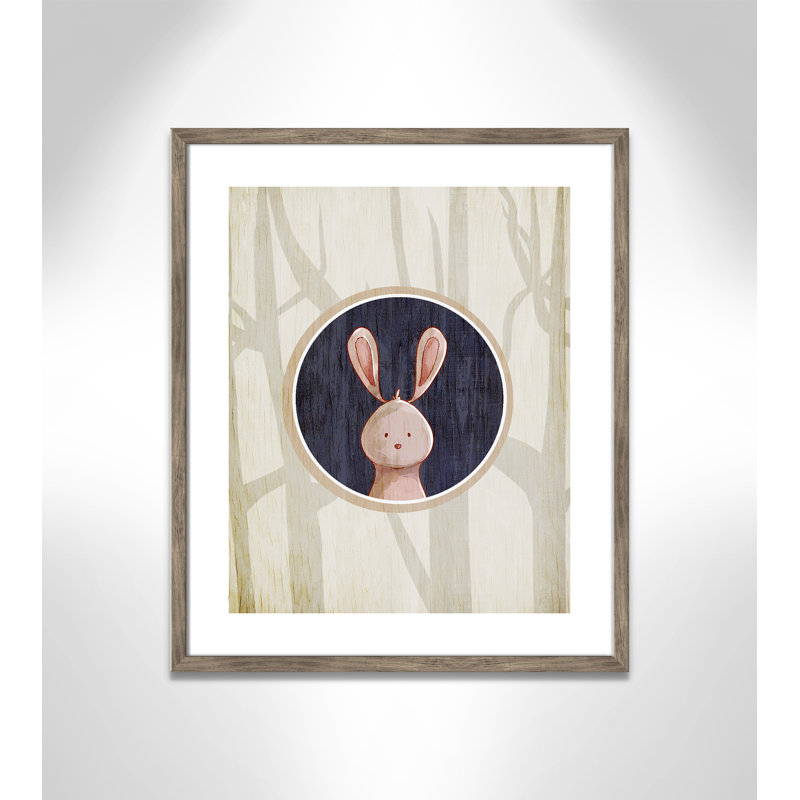 «Juvenile Forest Animals», impression sur papier, H 24,5 po x l 20,5 po x P 1,18 po, Encadré de boîte de grange gris