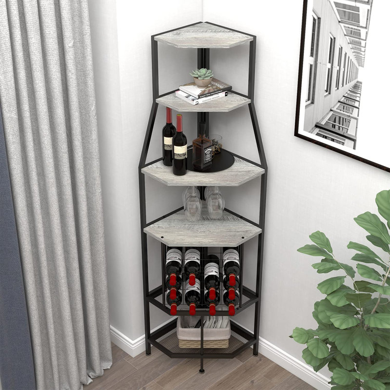 Ryans 16 Bottle Wine Bottle & Glass Rack, Grey