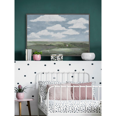 Barn At The Hilltop by Parvez Taj - Floater Frame Painting on Canvas