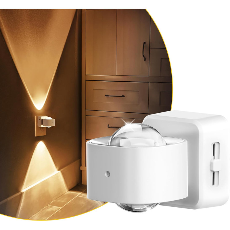 Veilleuse murale à DEL avec projecteur et capteur de luminosité | Détecteur crépusculaire, veilleuse blanche rotative pour enfants, éclairage d'ambiance blanc doux pour salle de bain, salle de jeux, cadeau, lot de 1