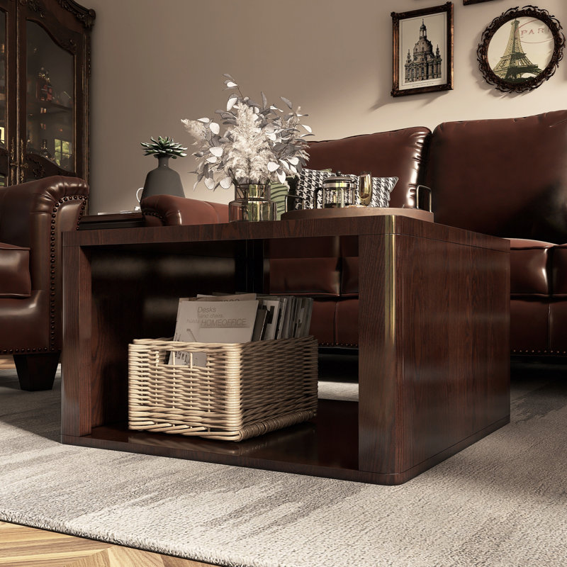 Square Coffee Table For Living Room, Dark Brown
