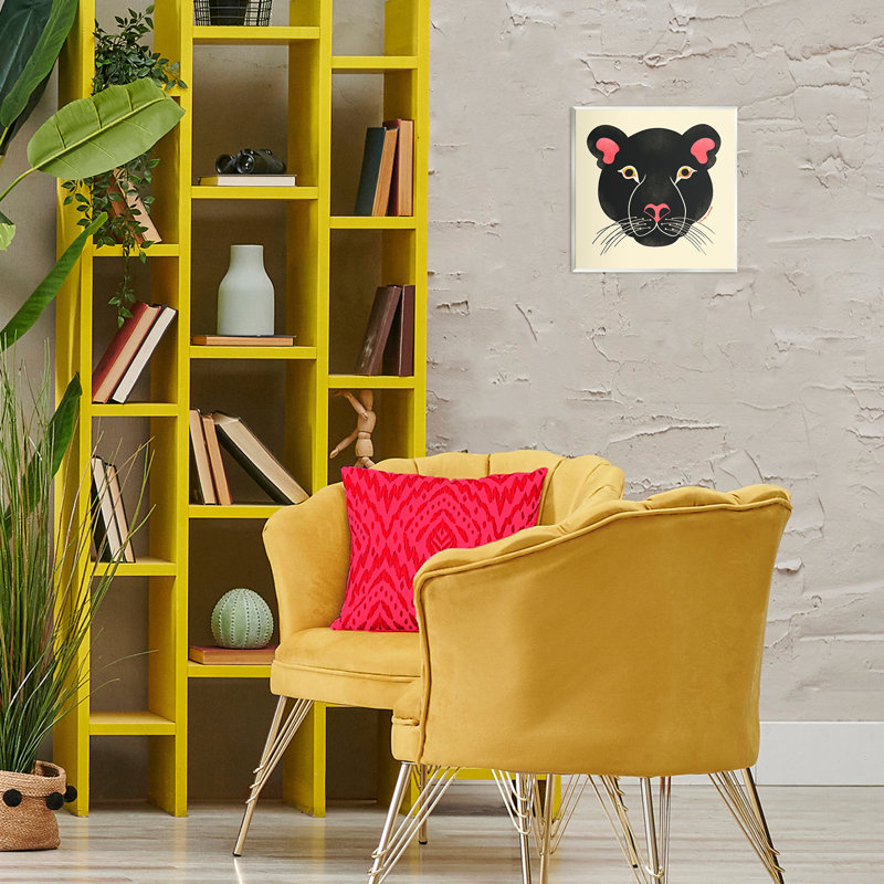 Plaque murale Minimal Wild Panther Face, design par Carrie Cantwell