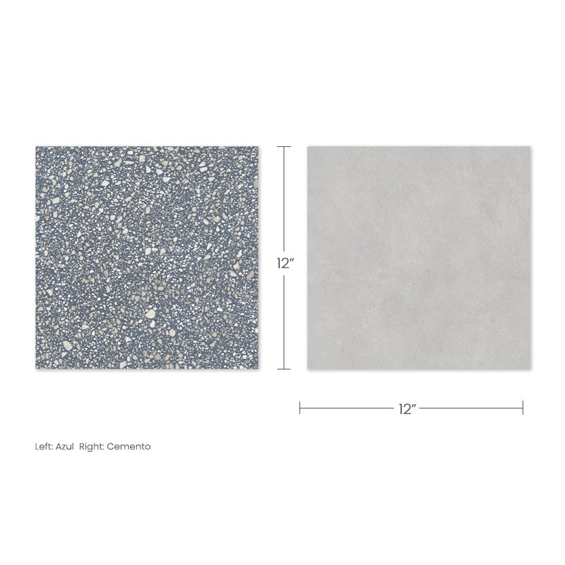 Lithos 12X12 damier Azul et ciment, Azul / Cemento