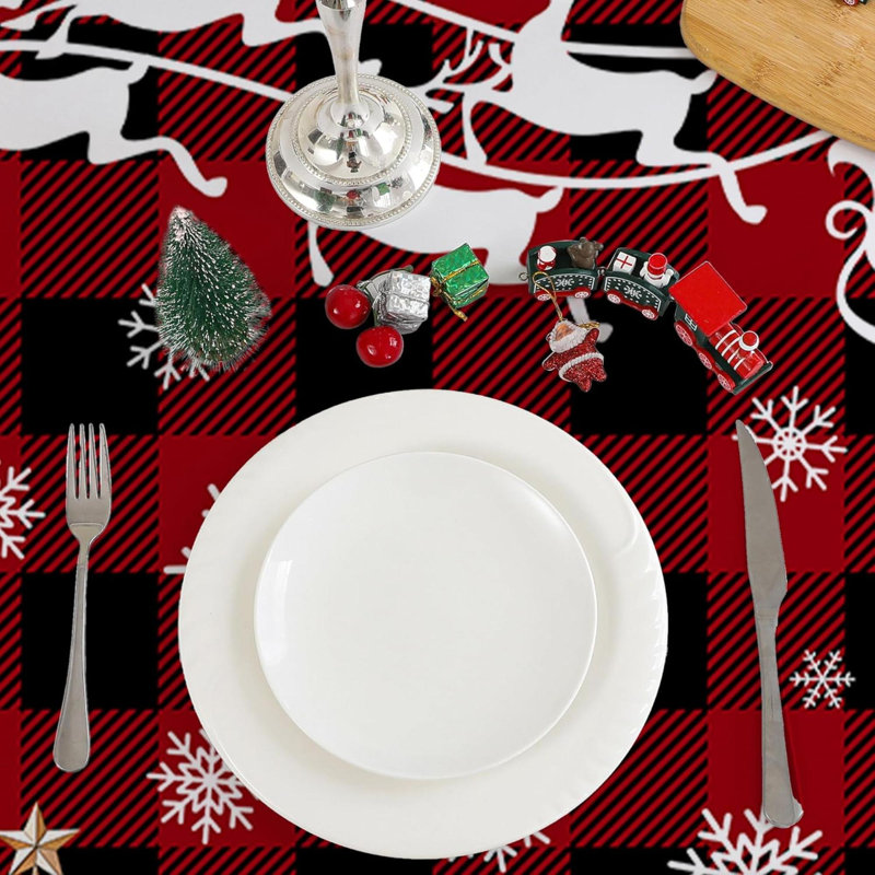 Christmas Tablecloth 60X120 Inches - Farmhouse Red Plaid Christmas Party Decorations For Home - Christmas Table Cloth For Rectangle Table Xmas Holiday Christmas Decor For Kitchen