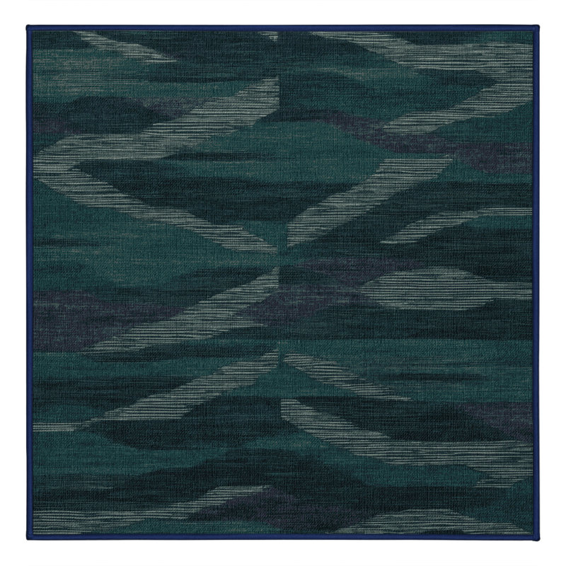 Machine Washable Abstract Blue Area Rug, Square 8'