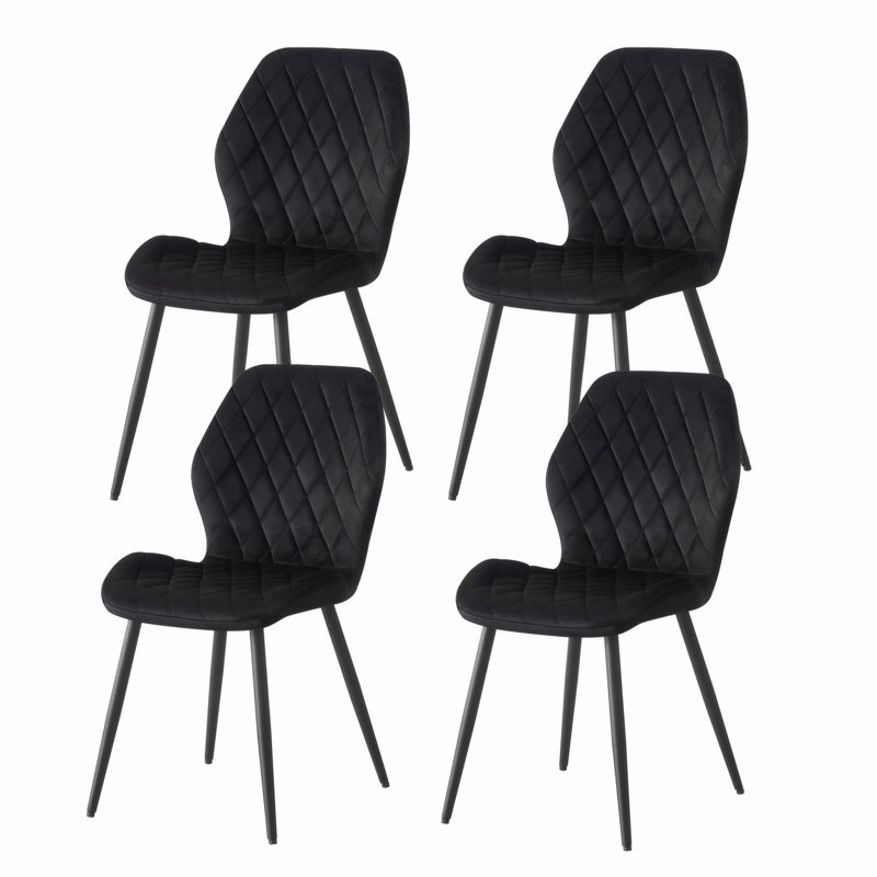 Norred Velvet Dining Chairs Upholstered seat, Black