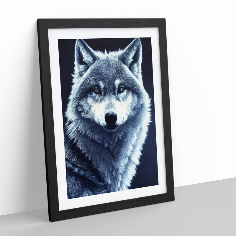 Beauty of the Wolf - Wall Art, Black Framed, 48cm H x 36cm W, White