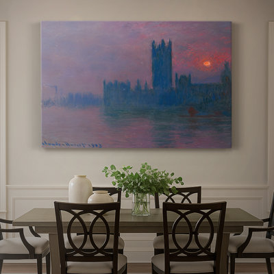 Maisons du Parlement, coucher de soleil-Claude Monet-Toile tendue avec châssis-1903