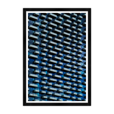 Terraced Building Scape In Blue Print by Tim Klein