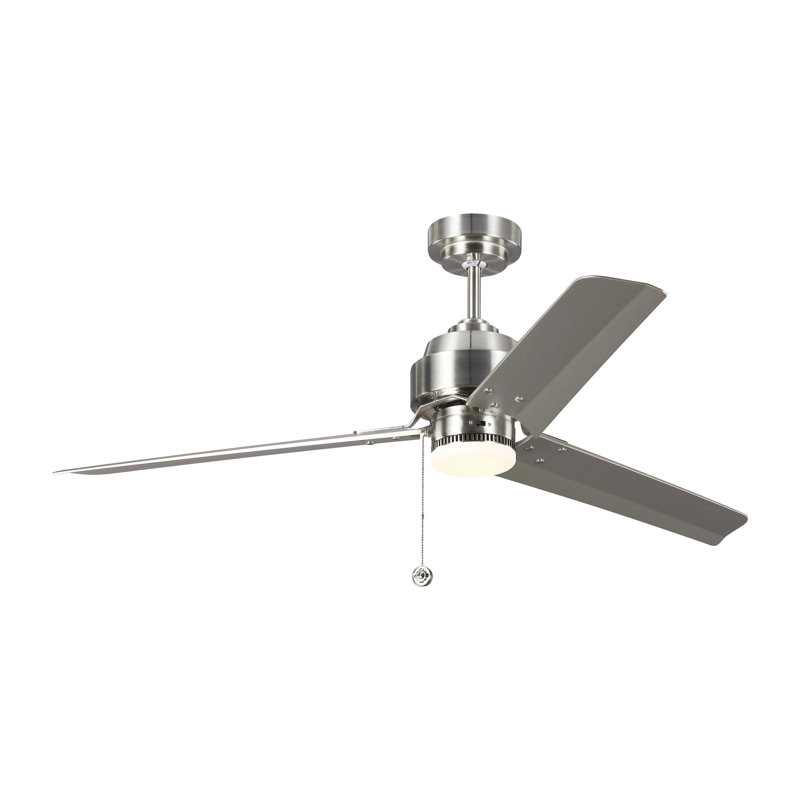 Arcade 54 Downrod Ceiling Fan, Brushed Steel with Silver Blades