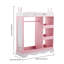 Armoire de rangement rose pour enfants avec miroir, étagères et tringle, armoire de rangement pour enfants