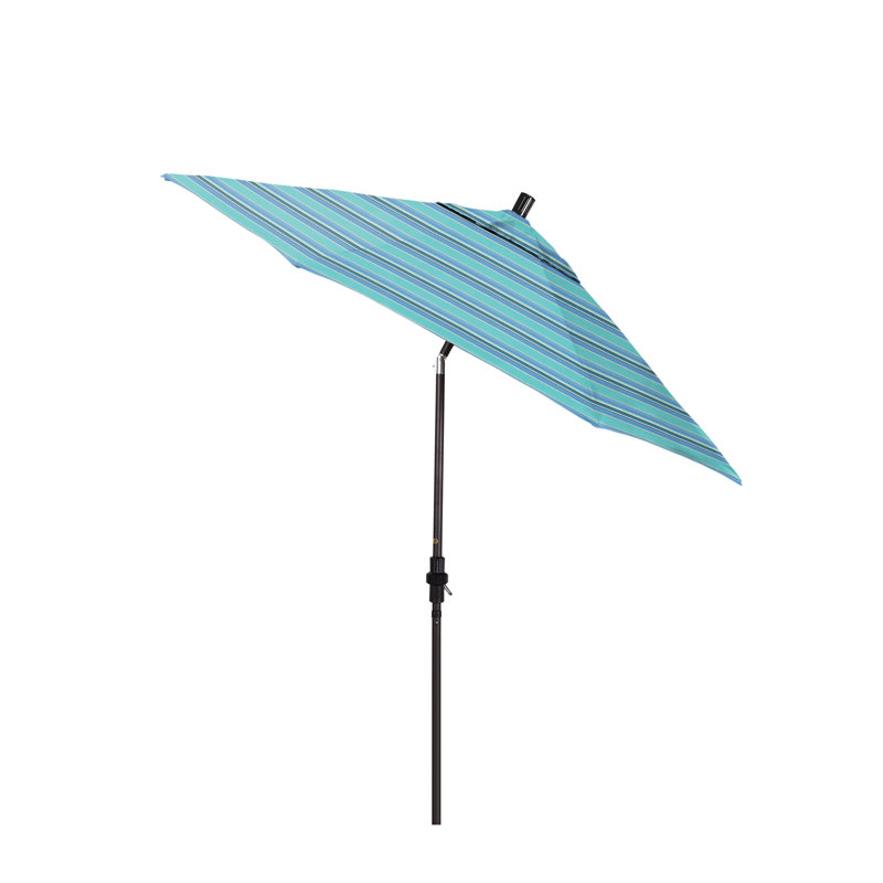Parasol de marché Sunbrella® 9 pi Roverta, Sunbrella® Dolce à rayures oasis, Noir