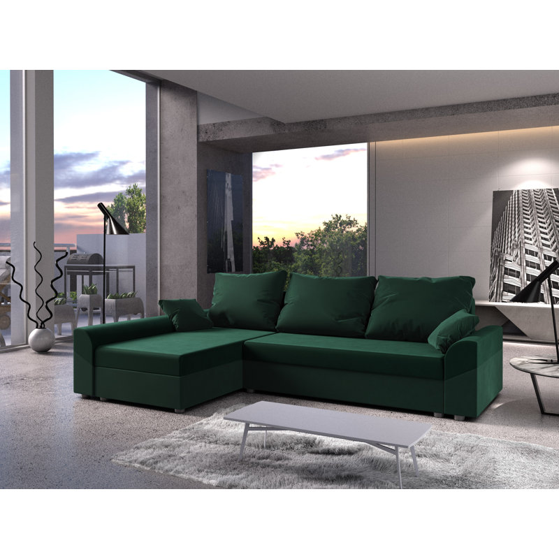 Shally 4 Seater Corner Sofa , Left -sided, Dark green - Itaka10