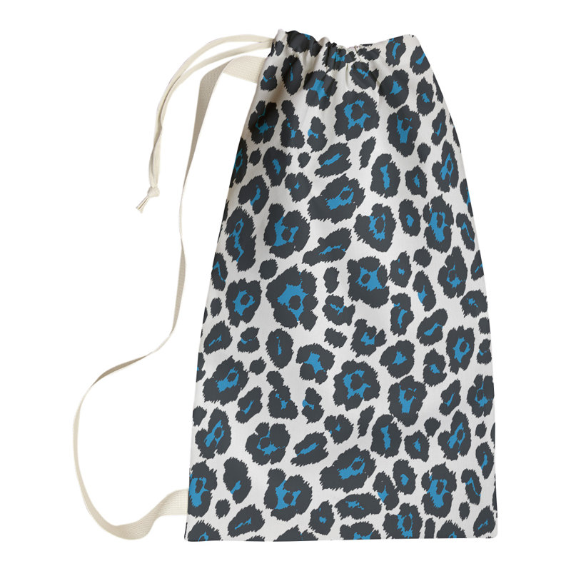 Fabric Laundry Bag with Handles, 36" H x 28" W, White/Black/Blue, Detroit