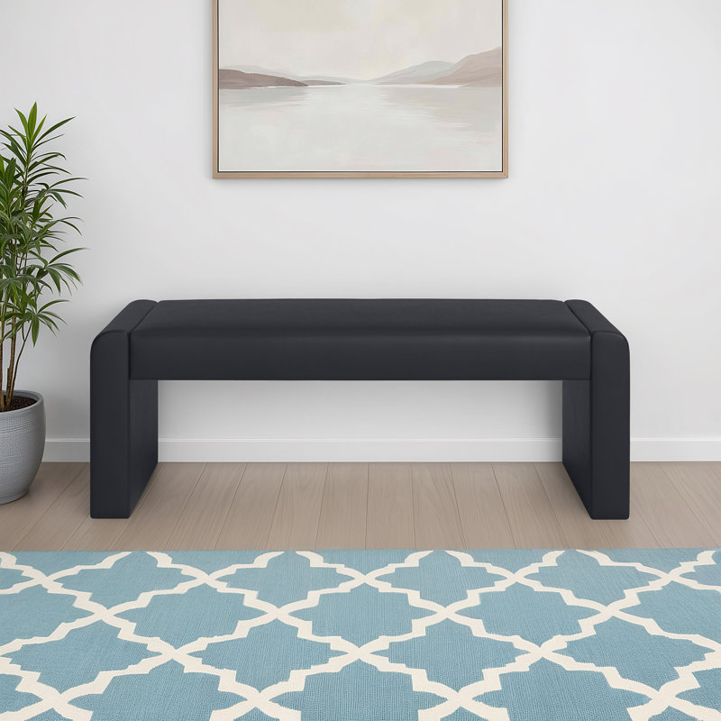 Wagenen 47" Upholstered Bench, Black Faux Leather