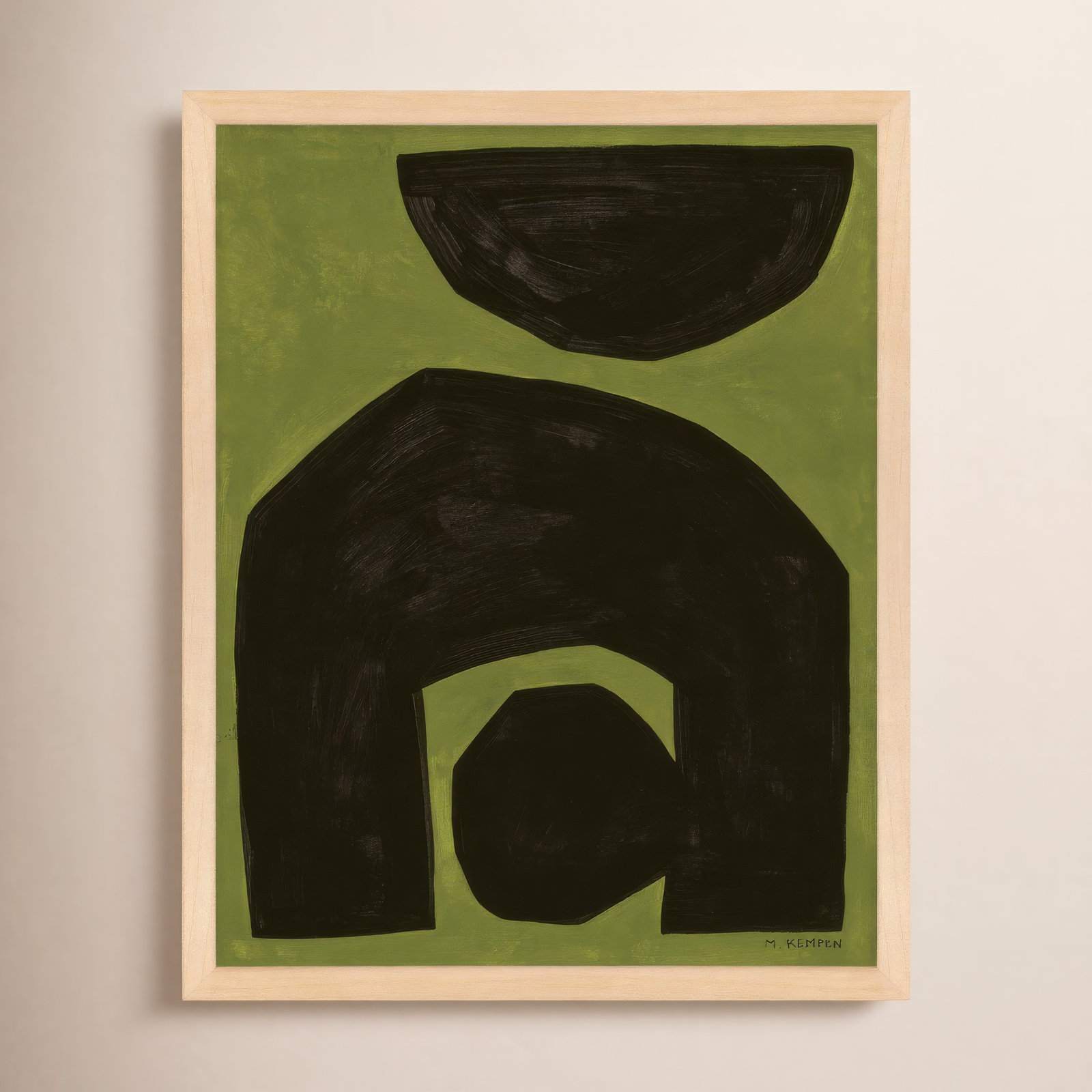 Lyndsey "Module on Green 2" Painting, Yellow, 38" H x 30" W x 1.25" D