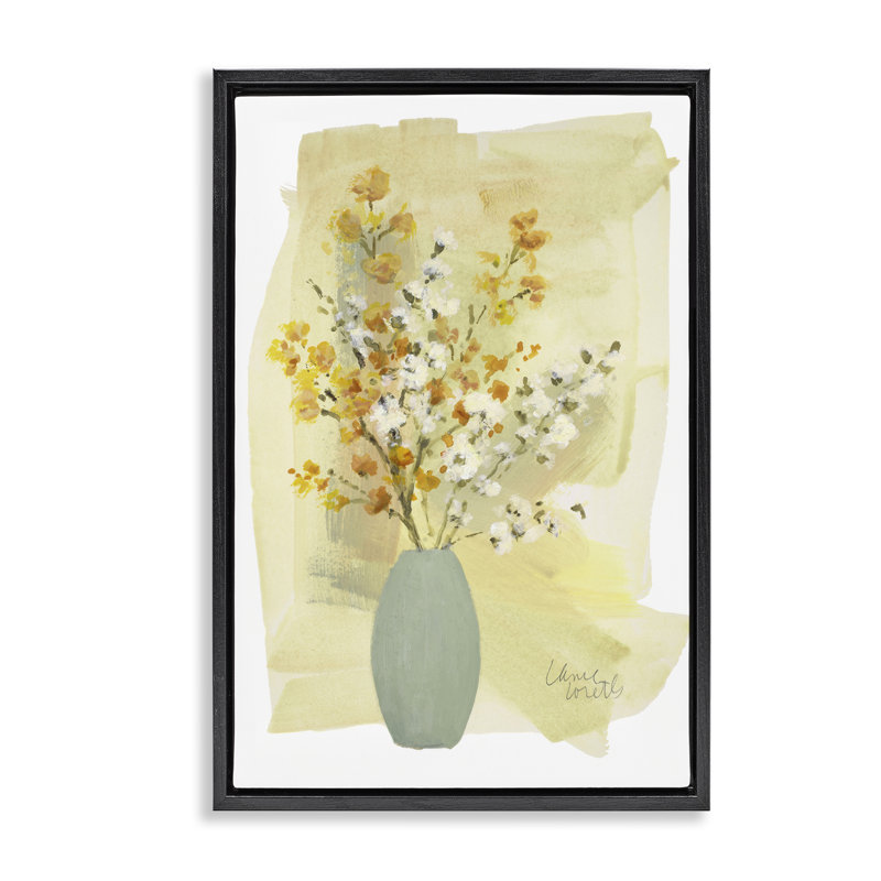 «Wildflowers Bloom Blue Vase» par Lanie Loreth, H 31 po x l 21 po, Cadre flottant noir de jais