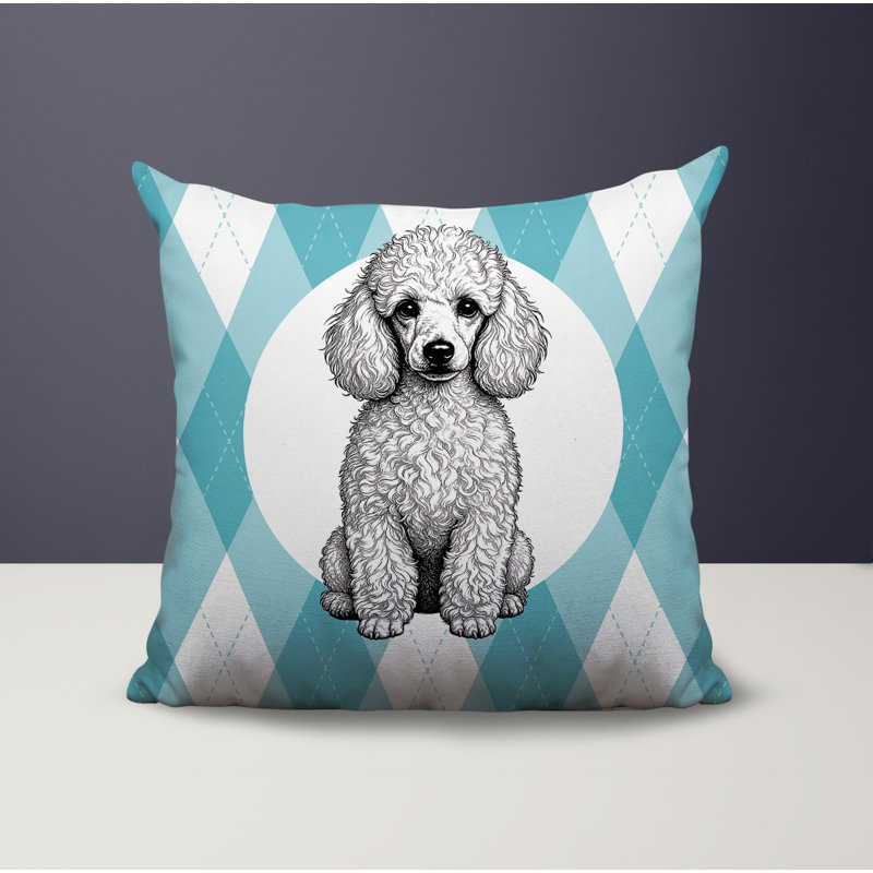 Coussin réversible intérieur / extérieur Poodle Dog, 18 x 18, Teal