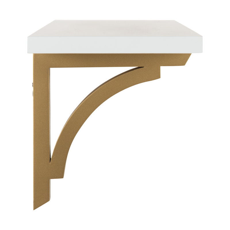 Hornyak Bracket Shelf, 8.8" H x 24" W x 8" D, White/Gold