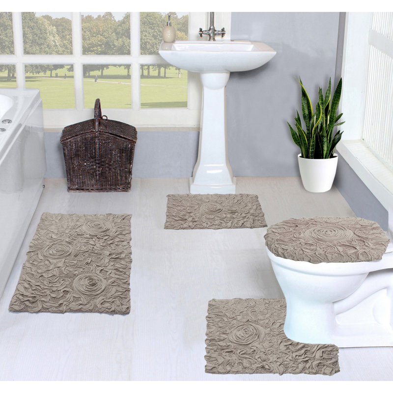 Alamanno 4 Piece Bath Rug Set, Linen