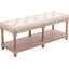 Banc de 47 po de large pour hall d'entrée rembourré avec coussin touffeté et tablette de rangement, beige