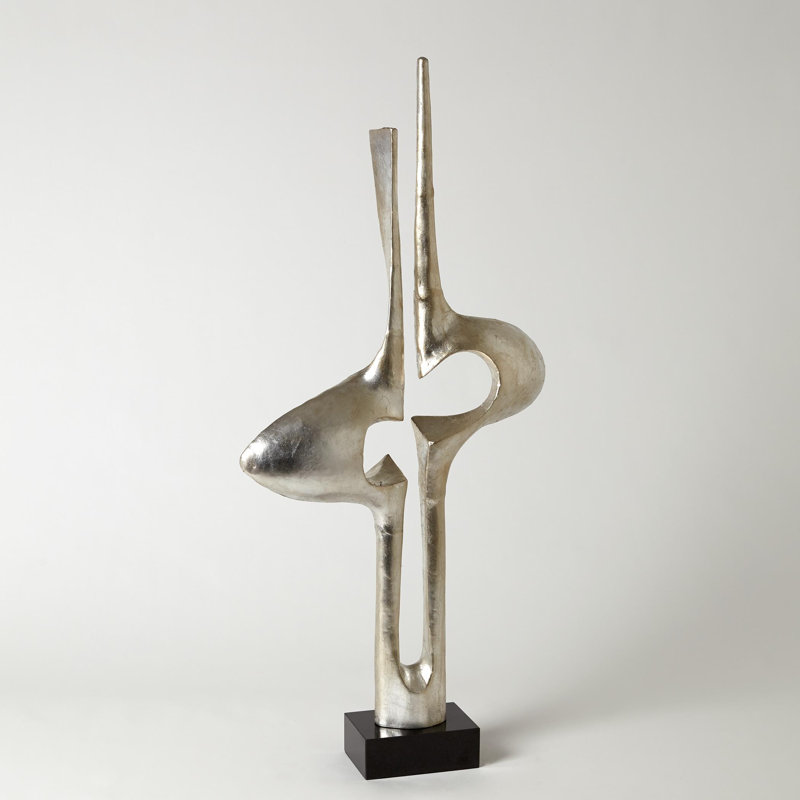 Brother and Sister Sculpture, Silver/Black