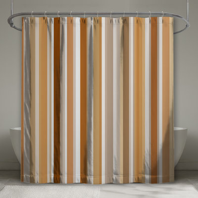 Rideau de douche à rayures brunes - Motif de décor de salle de bain moderne