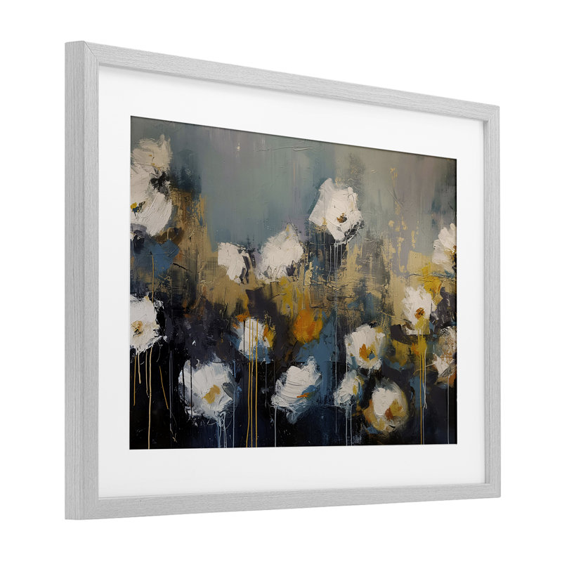 «Contemporary Paint Drip Blossoms», reproduction d'art encadrée sous verre, design par Jacky Ngan, H 14 po x l 20 po