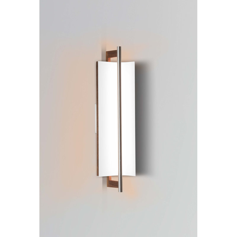 Applique pour salle de bain à del 1 lumière à luminosité Allavo, Blanc texturé, Aluminium brossé / noyer, 3500K - 277V AC