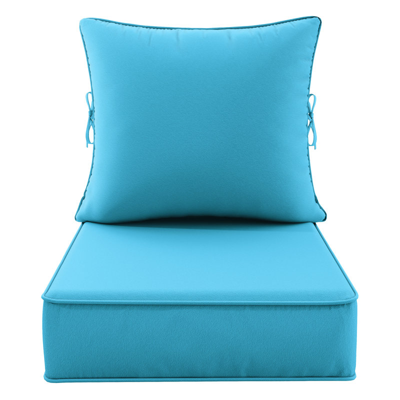 Coussin de siège / dossier d'extérieur de 6,5 po d'épaisseur, Bleu aqua