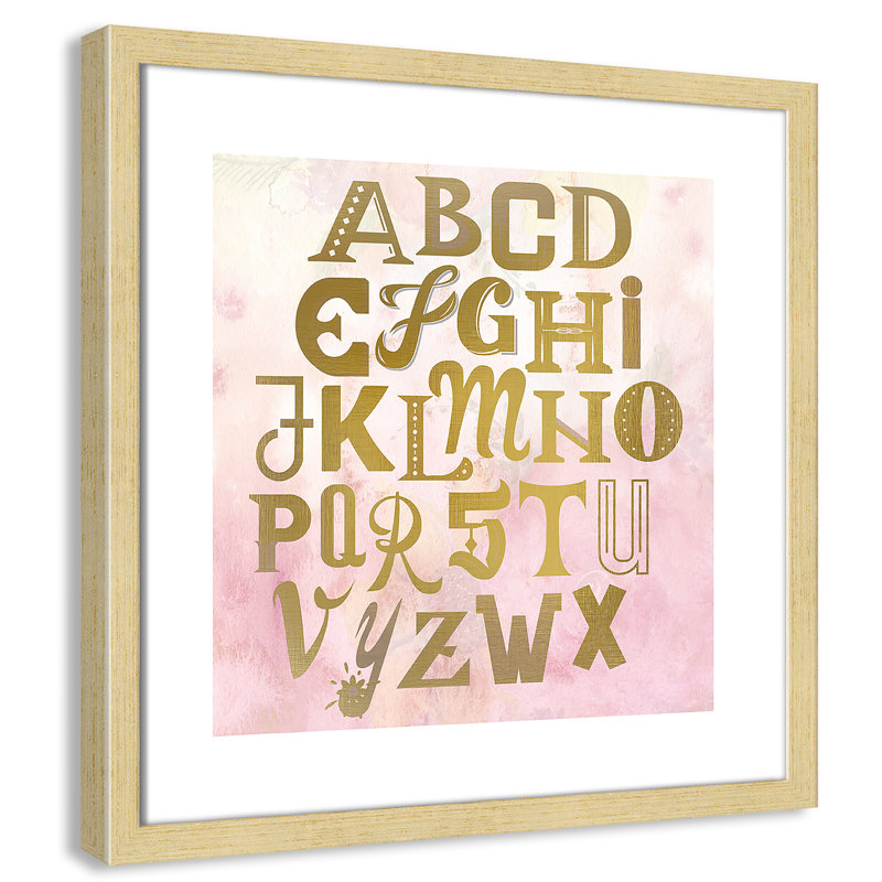 Abc Pink ', impression sur papier, Encadré de boîte champagne clair, H 16 po x l 16 po x P 1,18 po