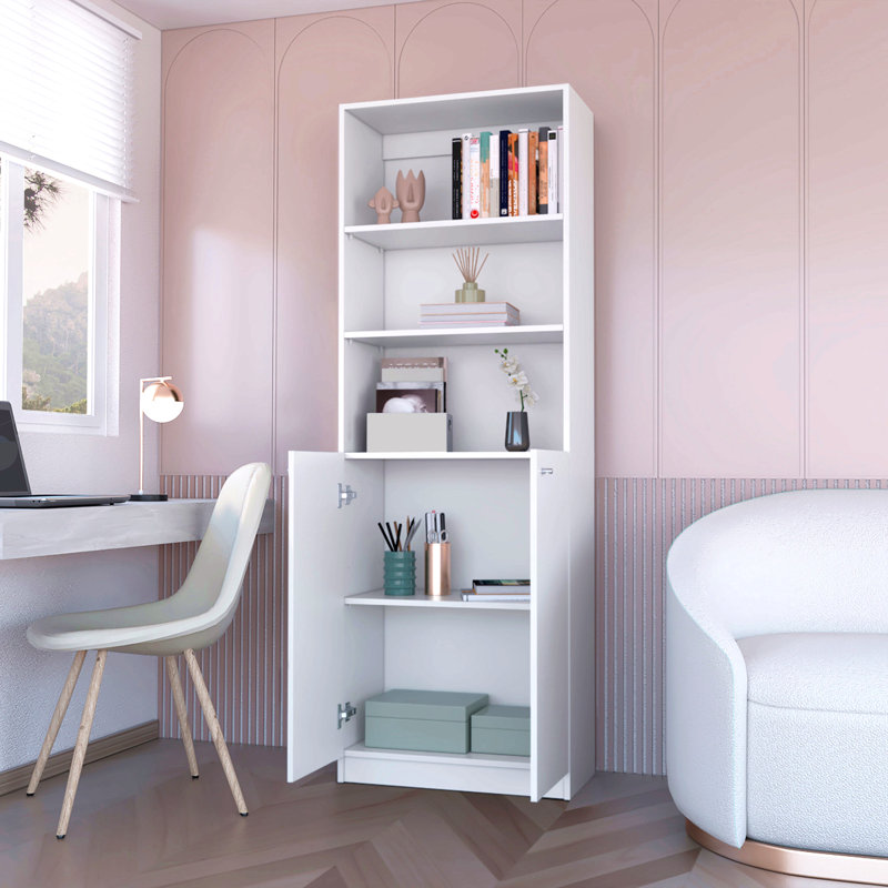 Bibliothèque blanche à 2 portes, mobilier de bureau idéal