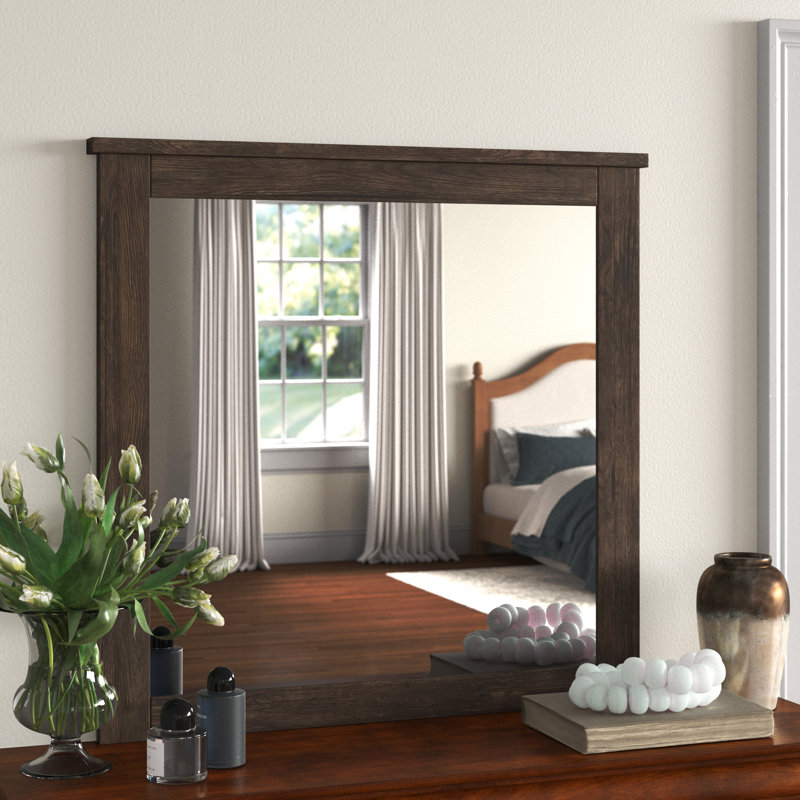 Miroir de commode rectangulaire en chêne Merrilee
