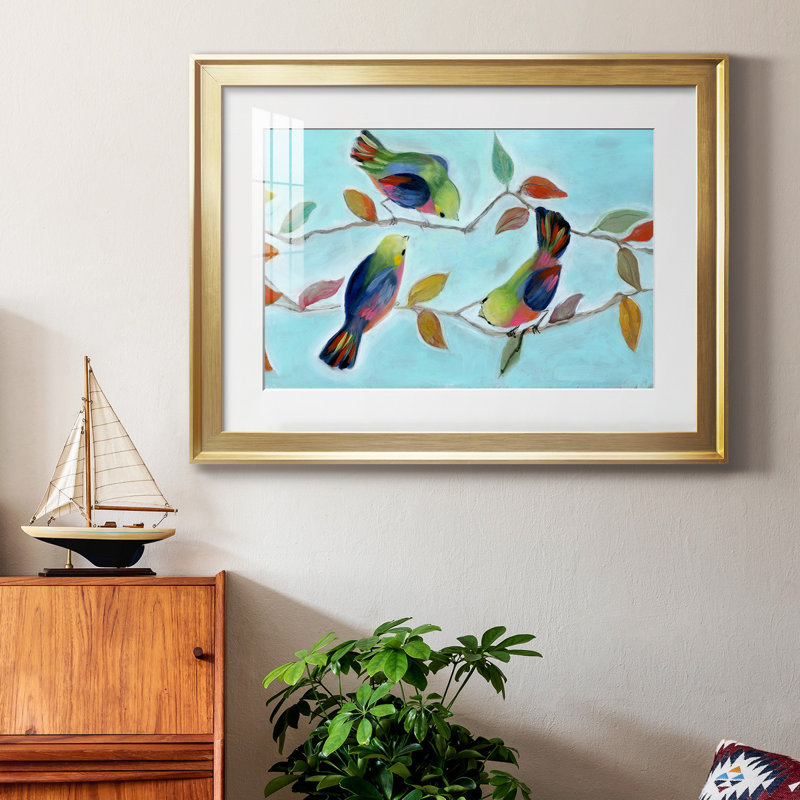 Bitty Birds I - peinture encadrée, H 18,5 po x l 24,5 po x P 1,5 po, Or