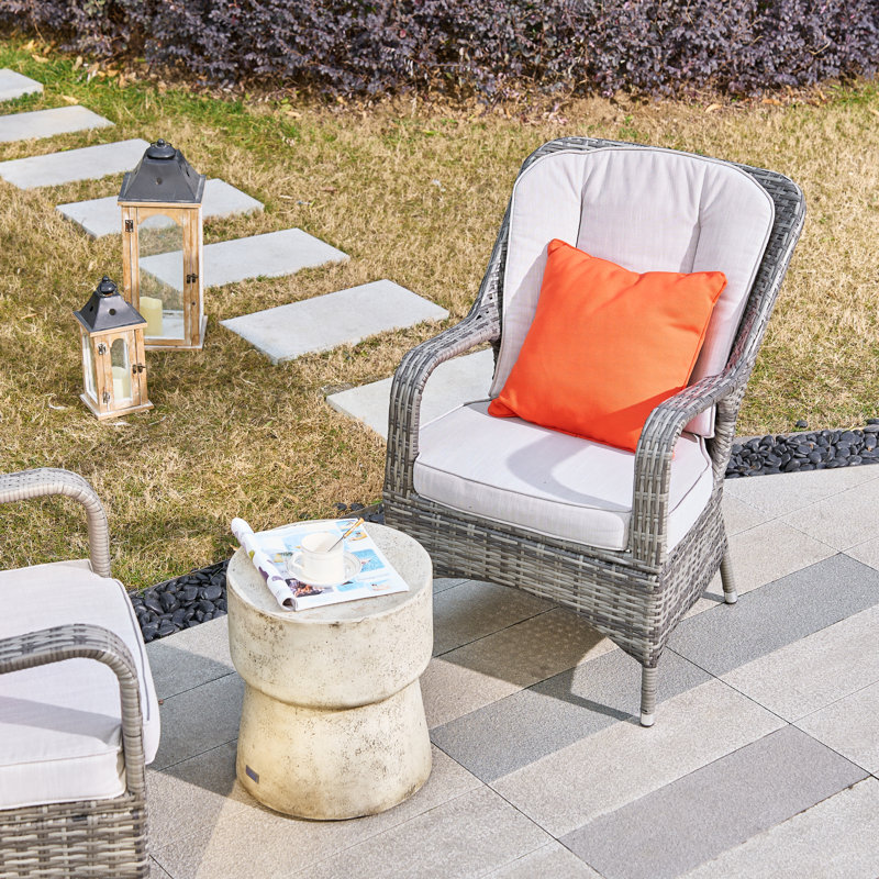 2 - Person Patio Dining Set Round Table with Cushions Included, Grey
