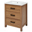 Meuble-lavabo autoportant 24 po avec lavabo en céramique 24 po, meuble-lavabo moderne avec 3 tiroirs