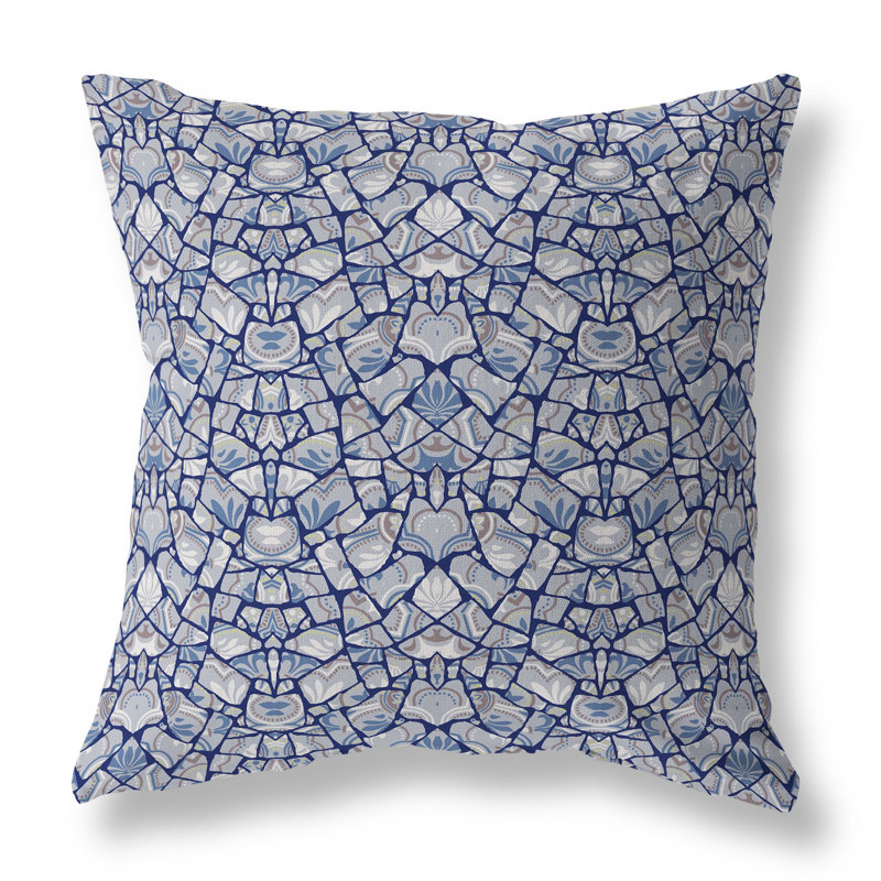 Coussin Wildflower Lagoon, H 18 po x l 18 po, Bleu / Argent