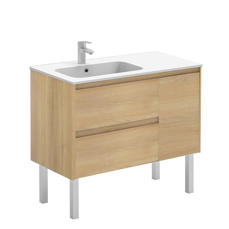 Ensemble de meuble-lavabo simple avec miroir l 36 po x P 18 po x H 33 po Ambra, Chêne nordique