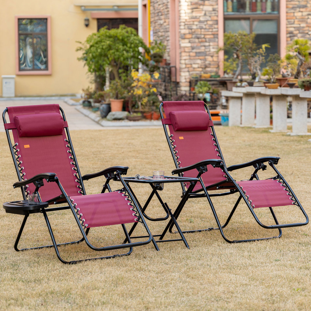 Reclining 3 Piece Zero Gravity Chair Set Outsunny Seat 